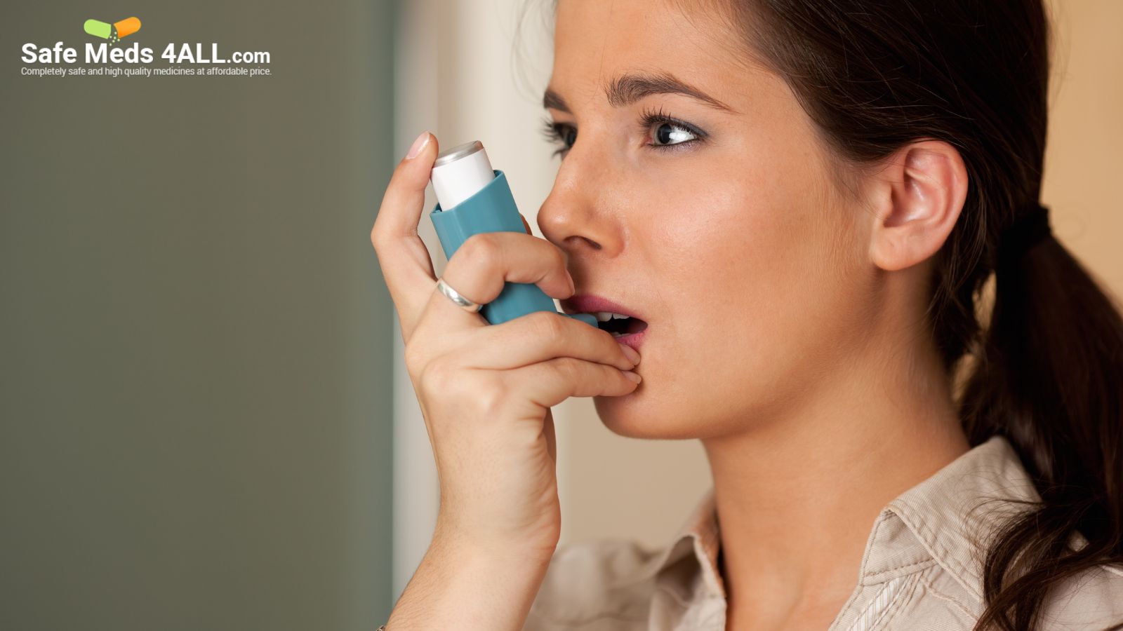 Girl using Inhaler for Asthma