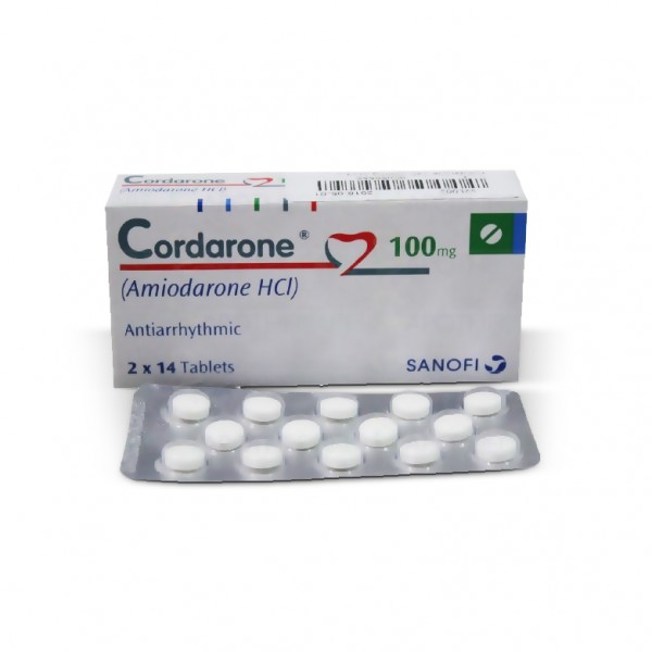 Box and a blister strip of Pacerone 100 mg Generic tablets - Amiodarone