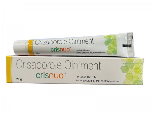 A box and tube of Generic Crisaborole (2% w/w) Ointment