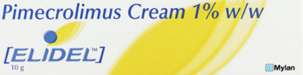 A tube of generic Pimecrolimus 1% Cream on top of its box