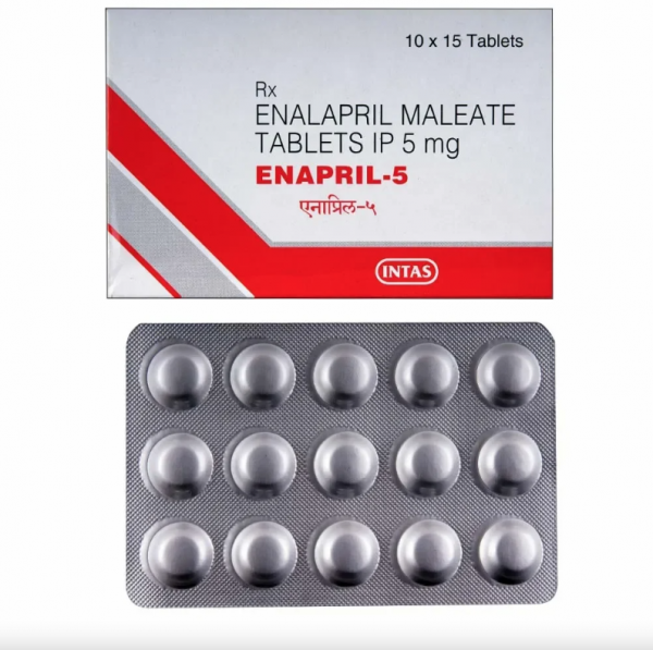 A box of generic Enalapril 5mg tablets