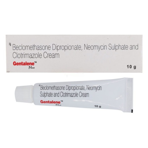 A box and a tube of Beclometasone (0.025% w/w) + Neomycin (0.5% w/w) + Clotrimazole (1% w/w) Generic  Cream