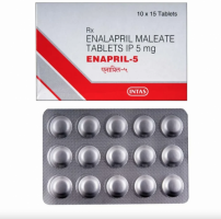 A box of generic Enalapril 5mg tablets