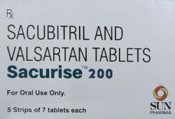 A box of Sacubitril (97mg) + Valsartan (103mg) 200mg Tablet