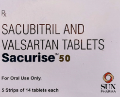 A box of Sacubitril (24mg) + Valsartan (26mg) Generic Tablets