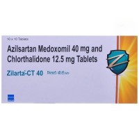 Box of Azilsartan medoxomil + Chlorthalidone Generic tablets. 