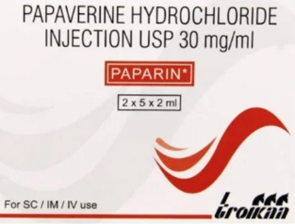 A pack of Papaverine Injection (30mg/ml) - 2ml 