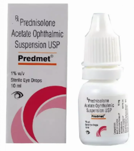 A pack and bottle of Prednisolone 1% generic Eye Drop
