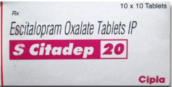 Box and blister strip of generic Escitalopram Oxalate 20mg tablets