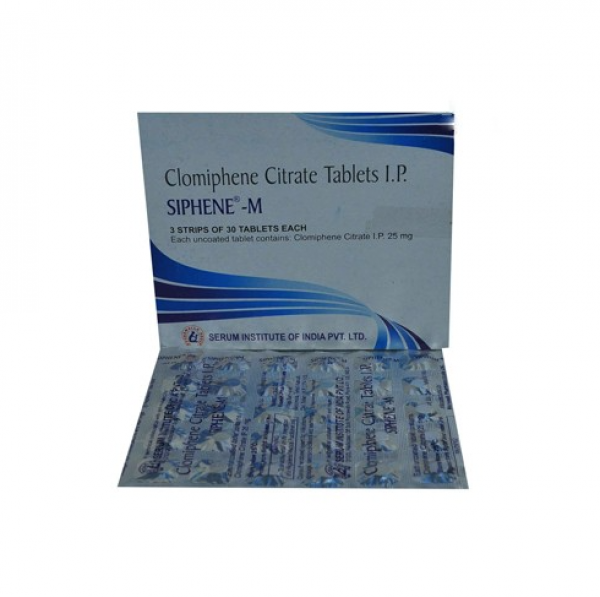 Box along with blister strips of generic clomiphene citrate 25mg tablet