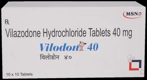 A box and a strip of Vilazodone 40mg Generic Tablets